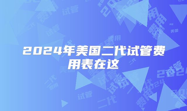 2024年美国二代试管费用表在这