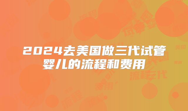 2024去美国做三代试管婴儿的流程和费用