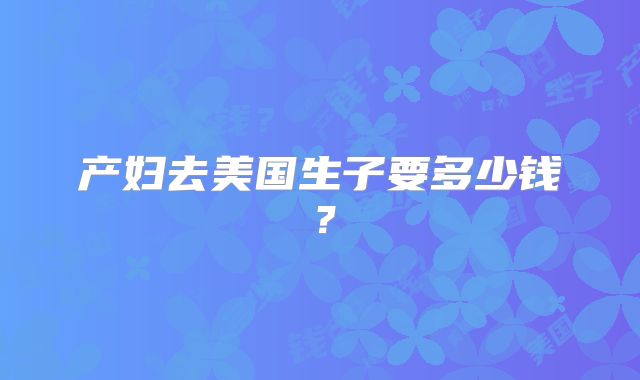 产妇去美国生子要多少钱？