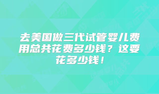 去美国做三代试管婴儿费用总共花费多少钱？这要花多少钱！