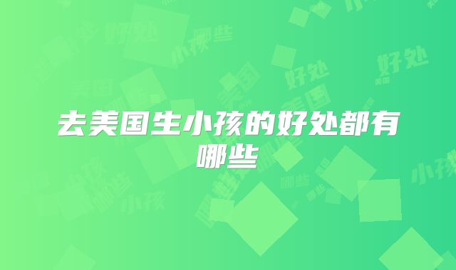 去美国生小孩的好处都有哪些