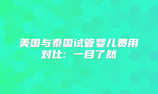 美国与泰国试管婴儿费用对比: 一目了然