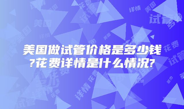 美国做试管价格是多少钱?花费详情是什么情况?