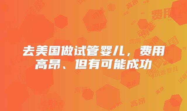 去美国做试管婴儿，费用高昂、但有可能成功