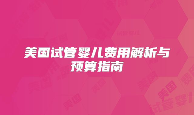 美国试管婴儿费用解析与预算指南