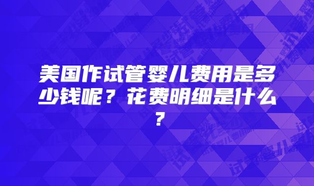 美国作试管婴儿费用是多少钱呢？花费明细是什么？