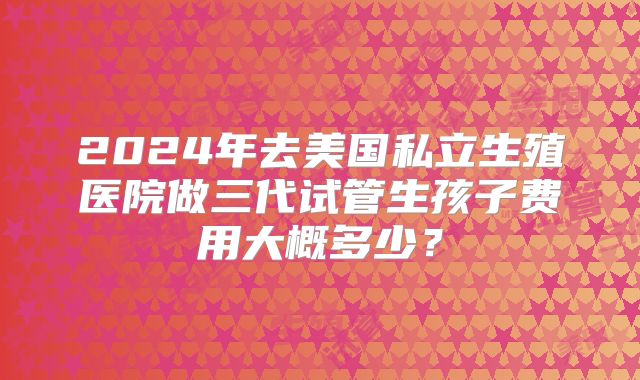 2024年去美国私立生殖医院做三代试管生孩子费用大概多少？