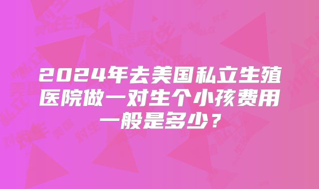 2024年去美国私立生殖医院做一对生个小孩费用一般是多少？