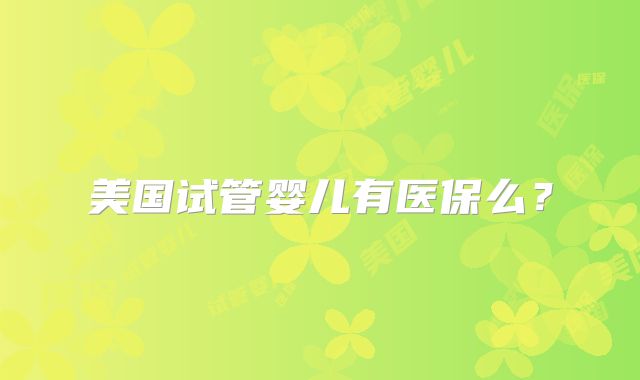 美国试管婴儿有医保么？