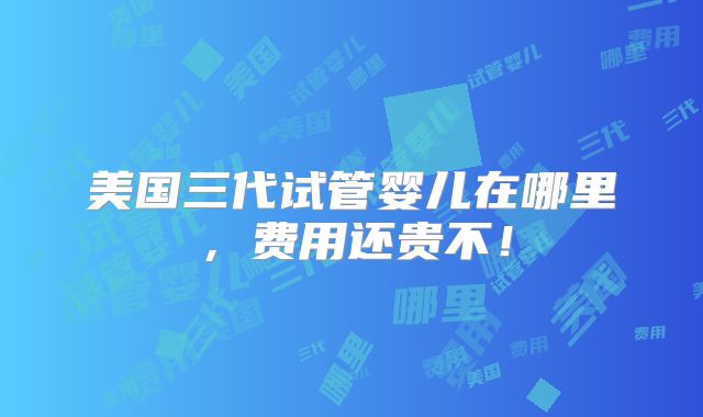 美国三代试管婴儿在哪里，费用还贵不！