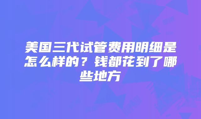 美国三代试管费用明细是怎么样的？钱都花到了哪些地方