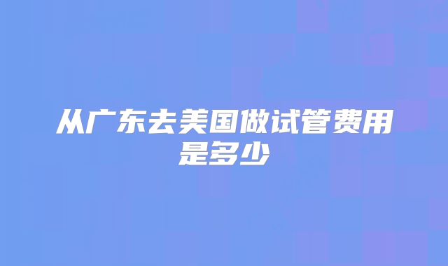 从广东去美国做试管费用是多少