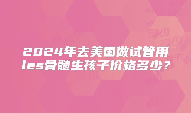 2024年去美国做试管用les骨髓生孩子价格多少？