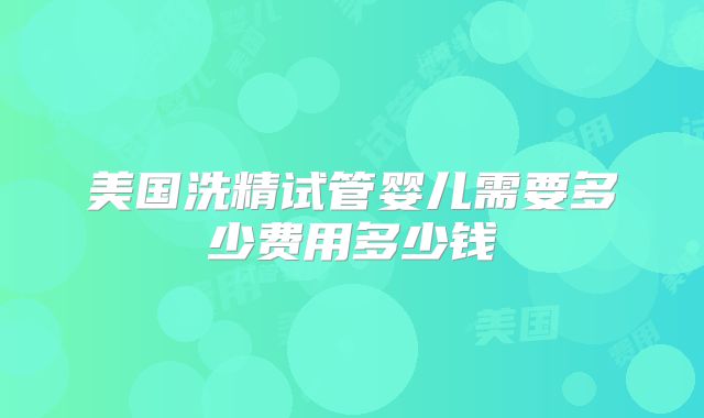 美国洗精试管婴儿需要多少费用多少钱