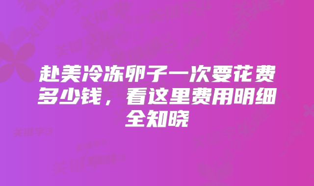 赴美冷冻卵子一次要花费多少钱，看这里费用明细全知晓