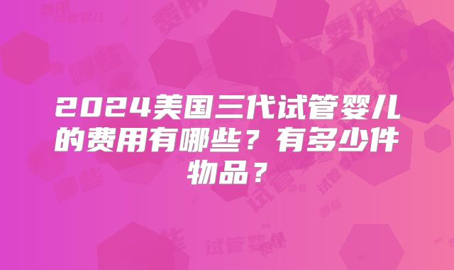 2024美国三代试管婴儿的费用有哪些？有多少件物品？