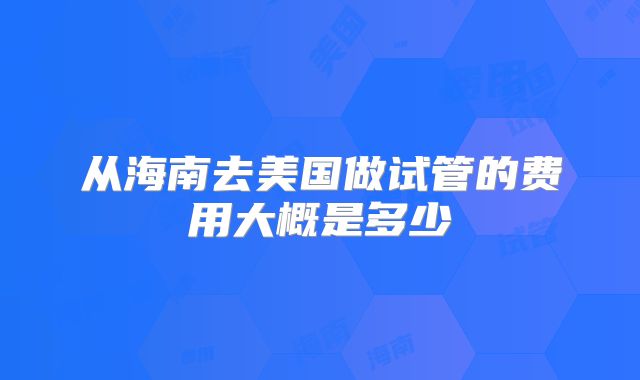 从海南去美国做试管的费用大概是多少