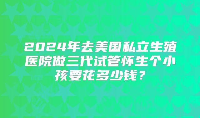 2024年去美国私立生殖医院做三代试管怀生个小孩要花多少钱？