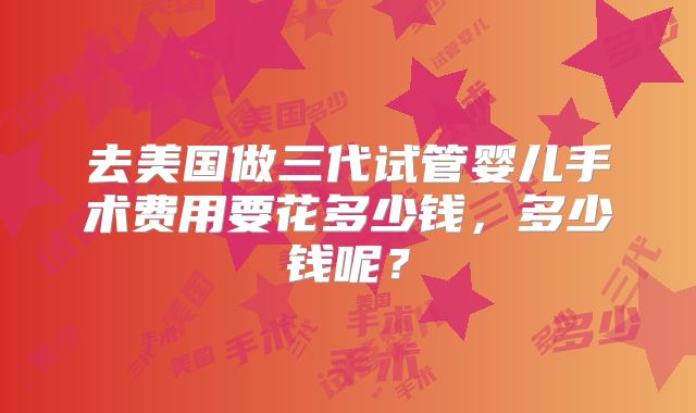 去美国做三代试管婴儿手术费用要花多少钱,多少钱呢?