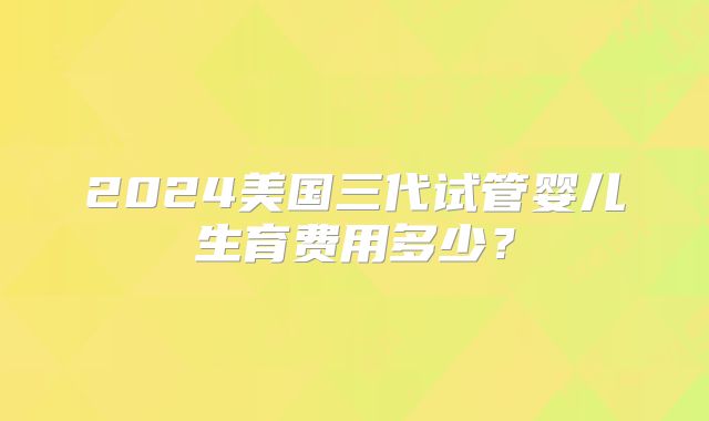 2024美国三代试管婴儿生育费用多少？