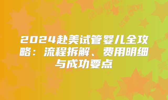 2024赴美试管婴儿全攻略：流程拆解、费用明细与成功要点