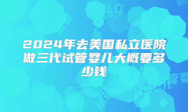 2024年去美国私立医院做三代试管婴儿大概要多少钱