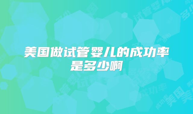 美国做试管婴儿的成功率是多少啊
