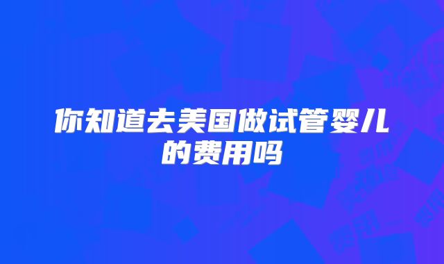 你知道去美国做试管婴儿的费用吗