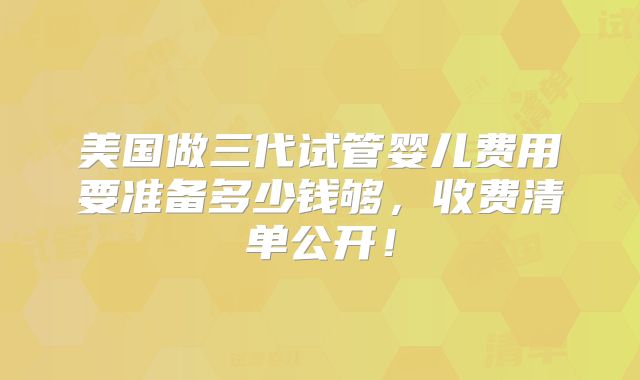 美国做三代试管婴儿费用要准备多少钱够，收费清单公开！