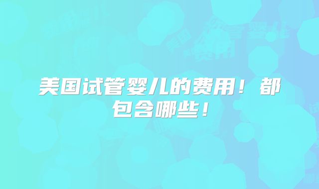 美国试管婴儿的费用！都包含哪些！