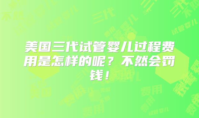 美国三代试管婴儿过程费用是怎样的呢？不然会罚钱！