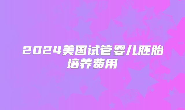 2024美国试管婴儿胚胎培养费用