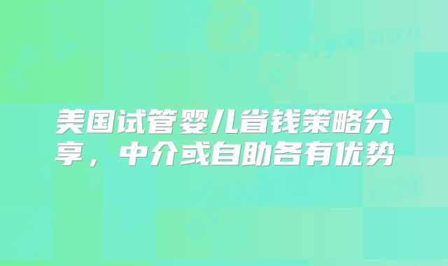 美国试管婴儿省钱策略分享，中介或自助各有优势