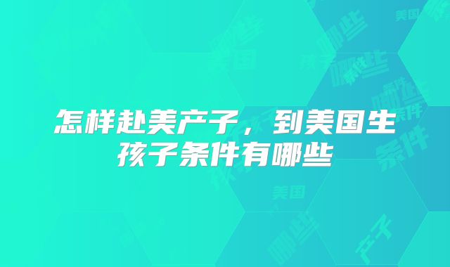 怎样赴美产子，到美国生孩子条件有哪些