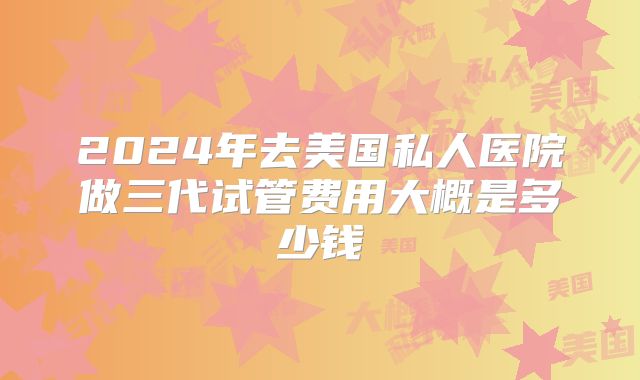 2024年去美国私人医院做三代试管费用大概是多少钱