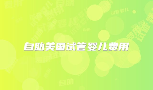 自助美国试管婴儿费用