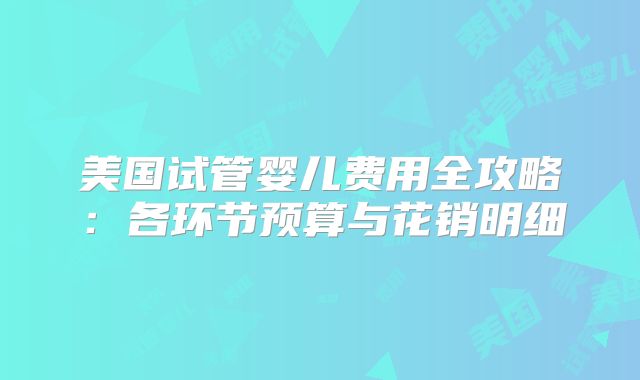 美国试管婴儿费用全攻略：各环节预算与花销明细