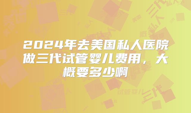 2024年去美国私人医院做三代试管婴儿费用,大概要多少啊