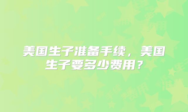 美国生子准备手续，美国生子要多少费用？