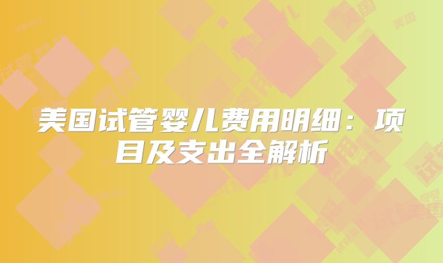 美国试管婴儿费用明细：项目及支出全解析