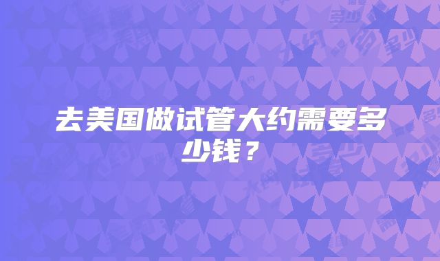 去美国做试管大约需要多少钱？