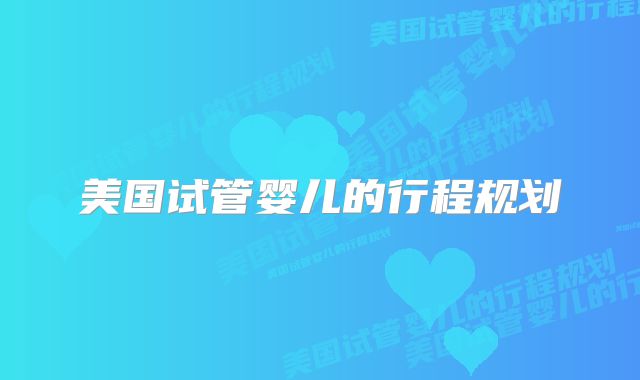 美国试管婴儿的行程规划