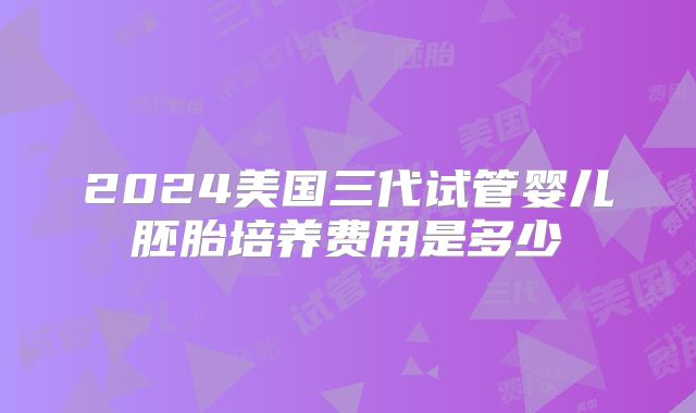 2024美国三代试管婴儿胚胎培养费用是多少