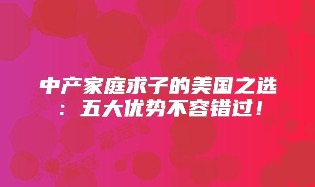 中产家庭求子的美国之选:五大优势不容错过!