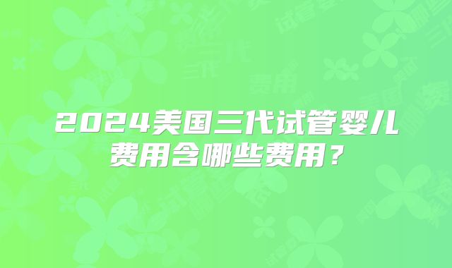 2024美国三代试管婴儿费用含哪些费用？