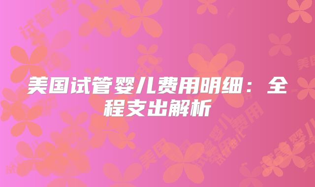 美国试管婴儿费用明细：全程支出解析