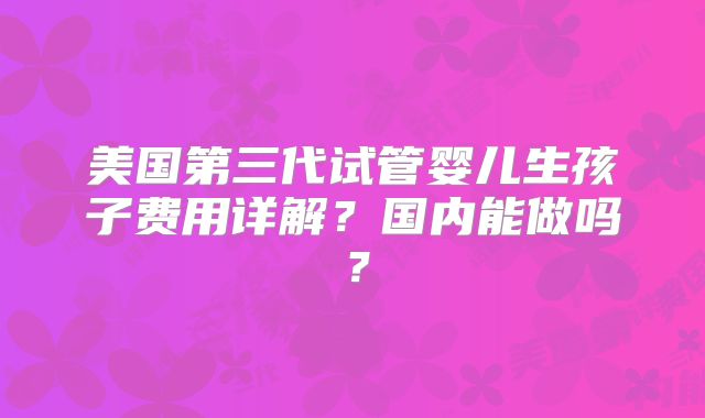 美国第三代试管婴儿生孩子费用详解？国内能做吗？