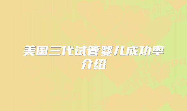 美国三代试管婴儿成功率介绍