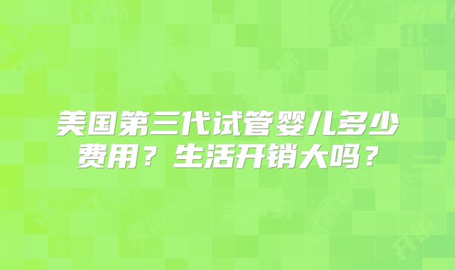 美国第三代试管婴儿多少费用？生活开销大吗？