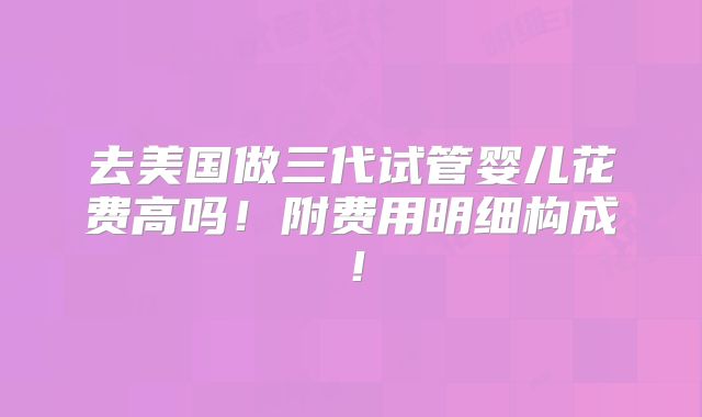 去美国做三代试管婴儿花费高吗!附费用明细构成!